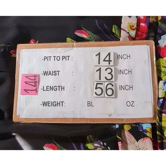 LOVER PRETTY Women Floral Maxi Dress Sz 6 Floral Sheer V-Neck Pleated Waist 144P - Picture 6 of 6